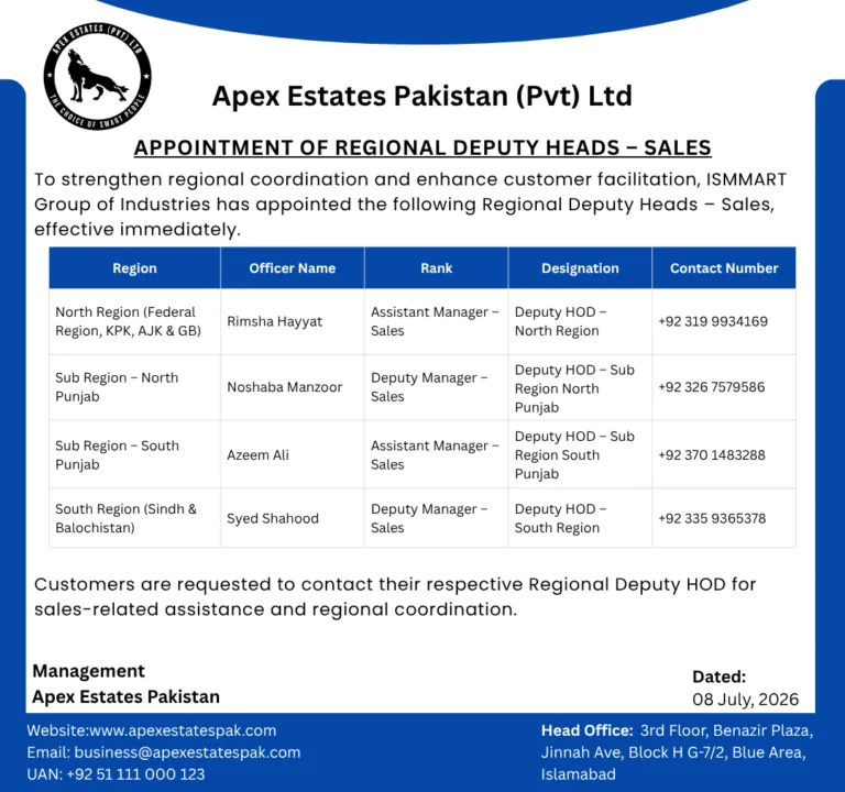 Appointment of Regional Deputy Heads – Sales